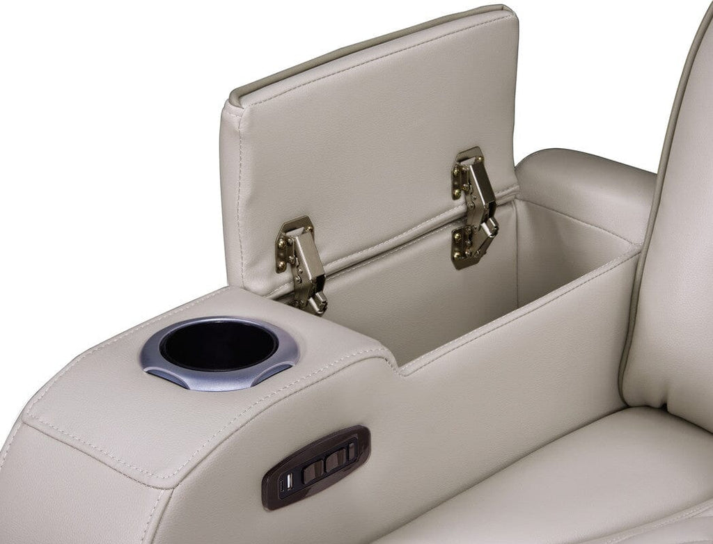 Jazz 84"W Ice Leather Aire Transformer Power Reclining Sofa with Power Headrest, LED Lights, Wireless Charging Drop-Down Table, USB & USB-C Ports, Storage & Cupholders