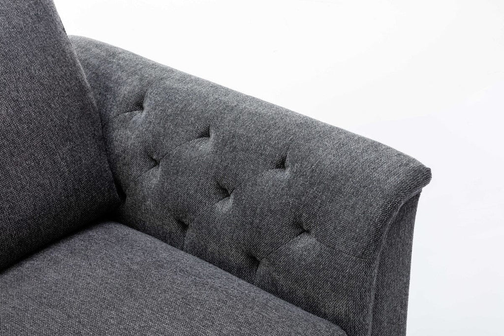 Stanton 80"W Dark Gray Linen Sofa with Tufted Arms