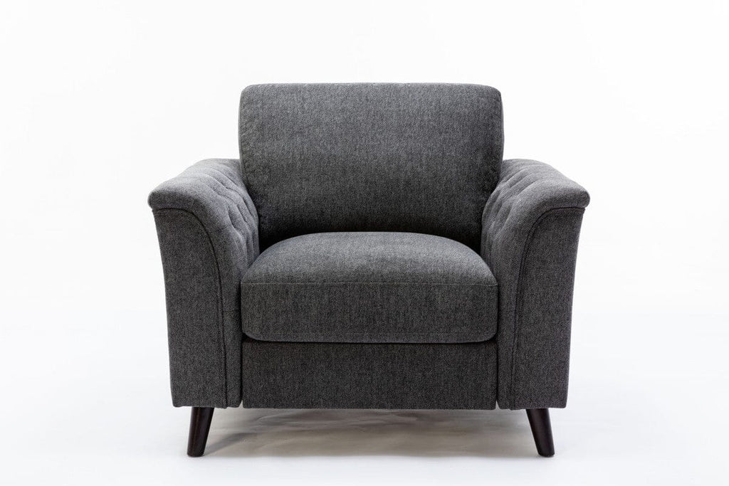 Stanton 36.5"W Dark Gray Linen Chair with Tufted Arms