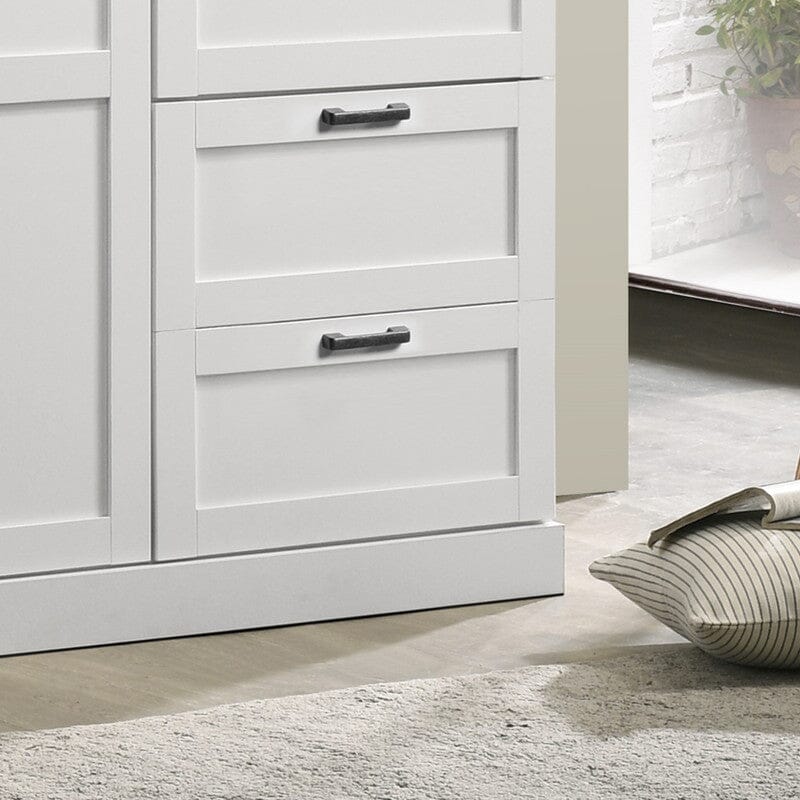 Aubree 40"W White Wardrobe Cabinet Armoire with 2 Drawers and Hanging Rod