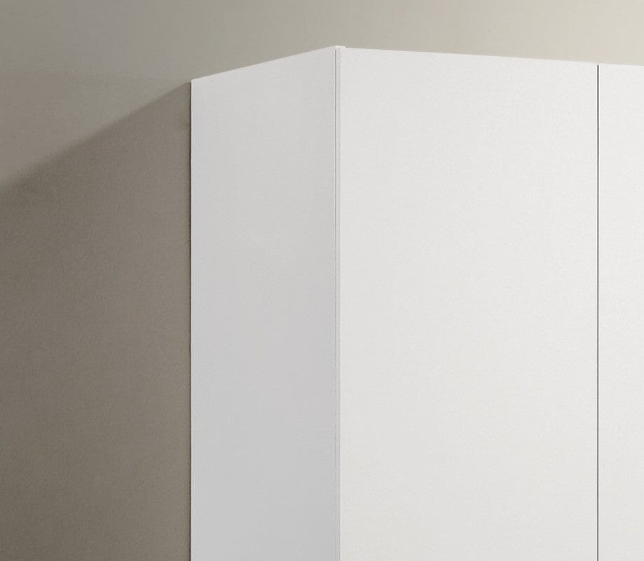 Declan 46"W White 3-Door Wardrobe Cabinet Armoire with Storage Shelves and Hanging Rod