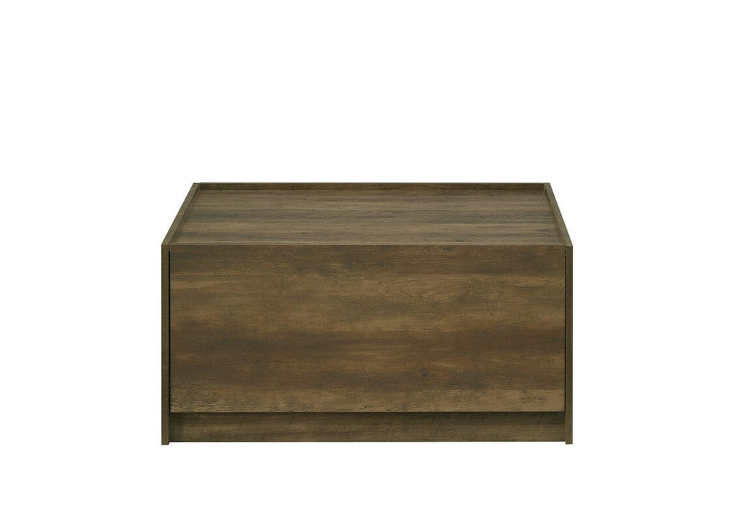 Travon 31.5"W Oak Finish Square Coffee Table with 2 Drawers