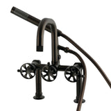 Belknap Three-Handle 2-Hole Deck-Mount Clawfoot Tub Faucet with Hand Shower