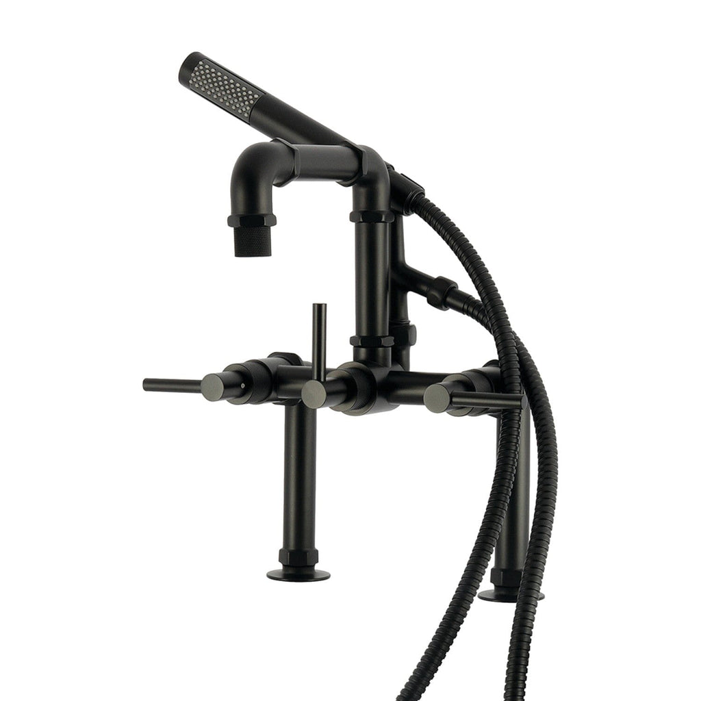 Concord Three-Handle 2-Hole Deck-Mount Clawfoot Tub Faucet with Hand Shower