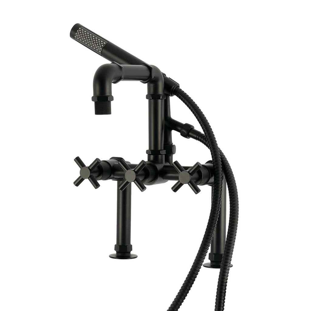 Concord Three-Handle 2-Hole Deck-Mount Clawfoot Tub Faucet with Hand Shower