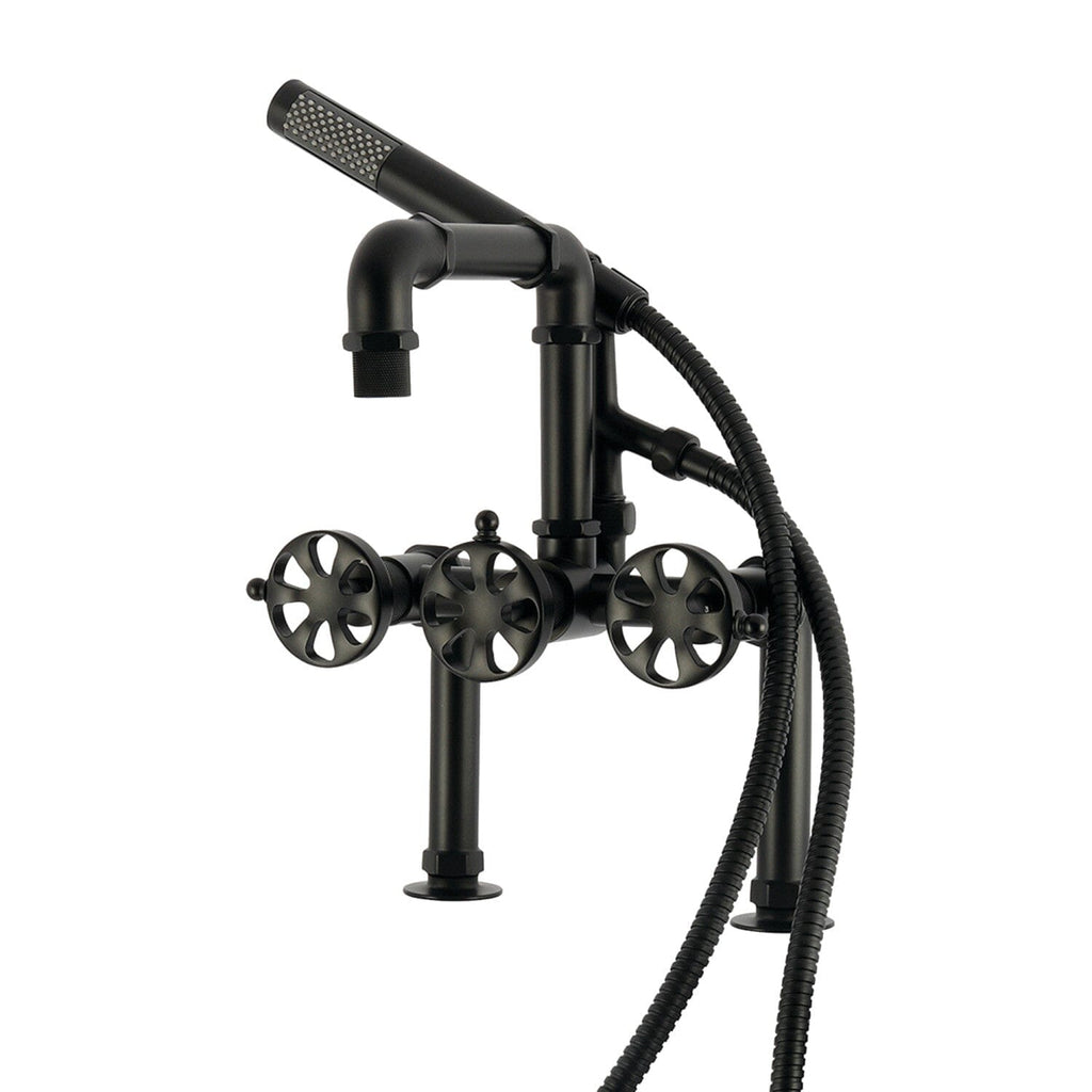Belknap Three-Handle 2-Hole Deck-Mount Clawfoot Tub Faucet with Hand Shower