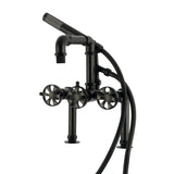 Belknap Three-Handle 2-Hole Deck-Mount Clawfoot Tub Faucet with Hand Shower