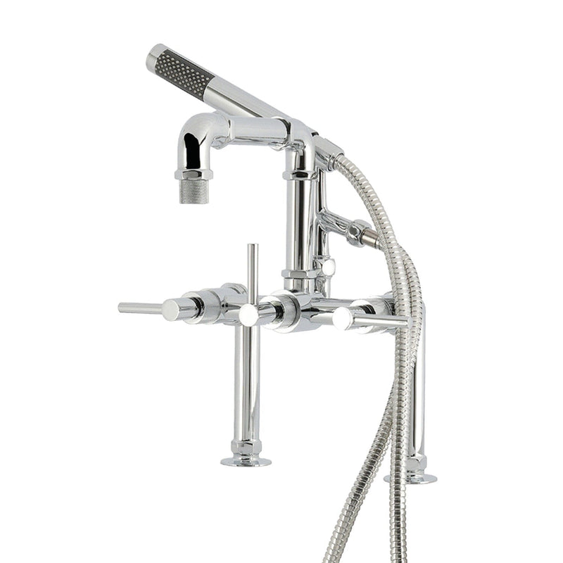 Concord Three-Handle 2-Hole Deck-Mount Clawfoot Tub Faucet with Hand Shower