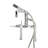 Concord Three-Handle 2-Hole Deck-Mount Clawfoot Tub Faucet with Hand Shower