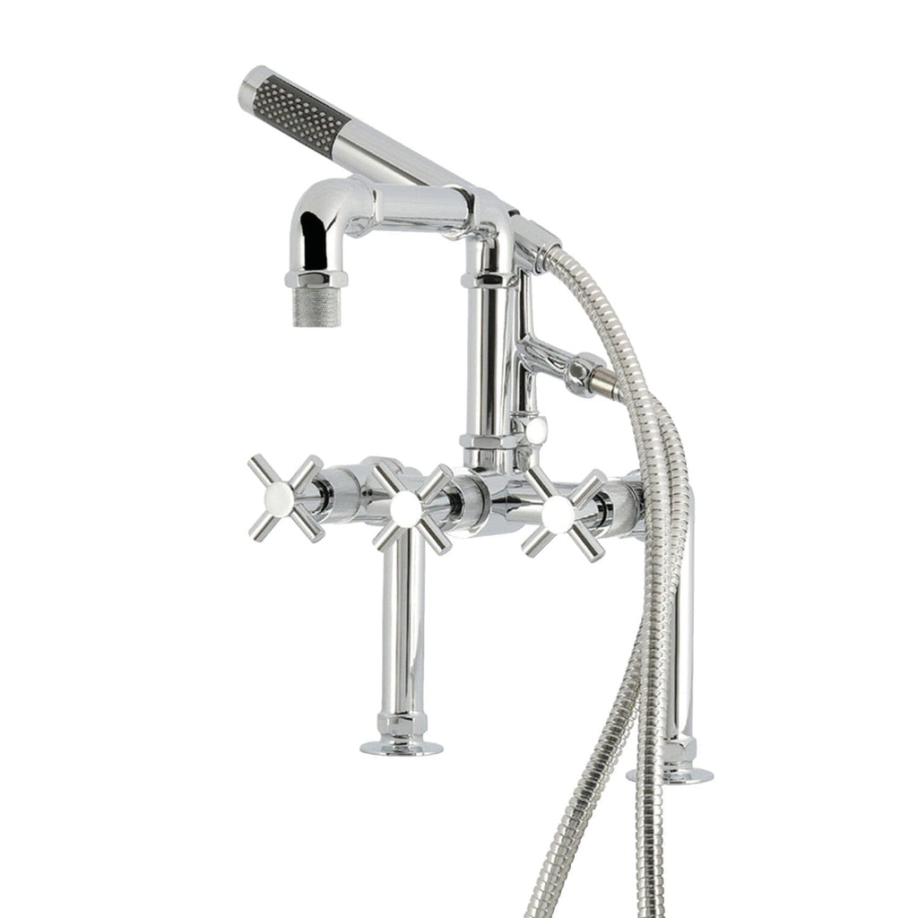 Concord Three-Handle 2-Hole Deck-Mount Clawfoot Tub Faucet with Hand Shower