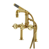 Fuller Three-Handle 2-Hole Deck-Mount Clawfoot Tub Faucet with Hand Shower
