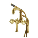 Belknap Three-Handle 2-Hole Deck-Mount Clawfoot Tub Faucet with Hand Shower