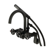 Fuller Three-Handle 2-Hole Tub Wall Mount Clawfoot Tub Faucet with Hand Shower
