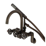 Fuller Three-Handle 2-Hole Tub Wall Mount Clawfoot Tub Faucet with Hand Shower