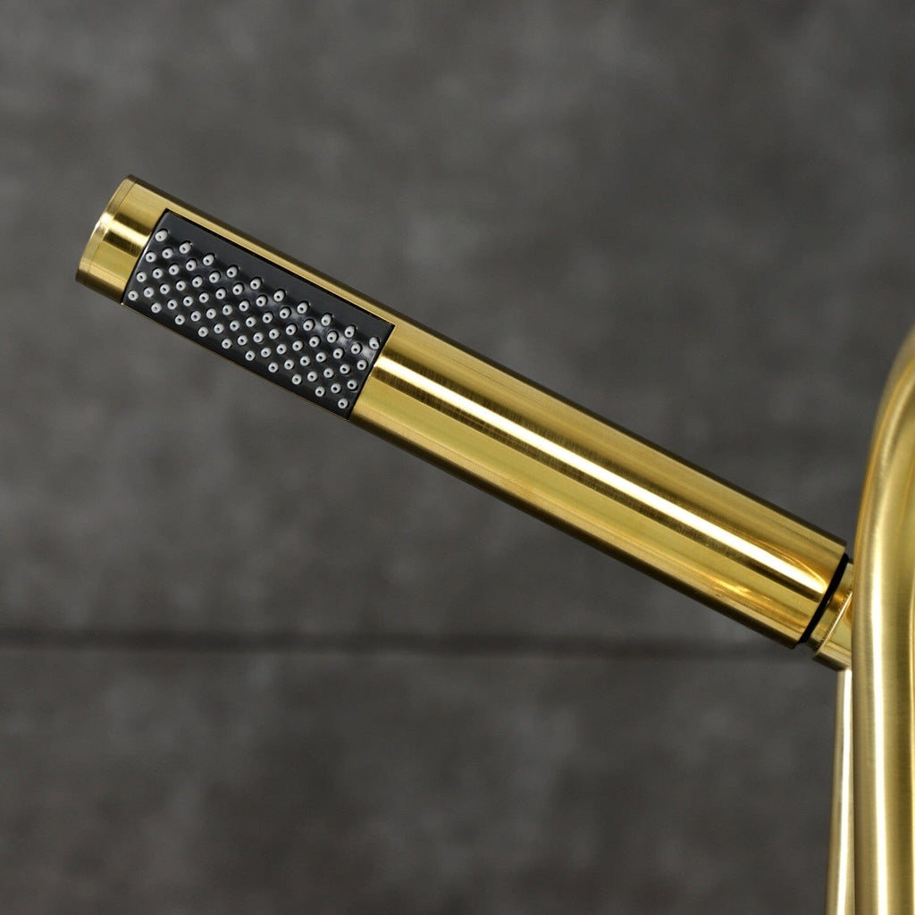 Webb Three-Handle 2-Hole Deck-Mount Clawfoot Tub Faucet with Knurled Handle and Hand Shower