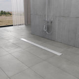 Watercourse 32-Inch Stainless Steel Linear Shower Drain with Reversible Tile Insert and Flat Grate