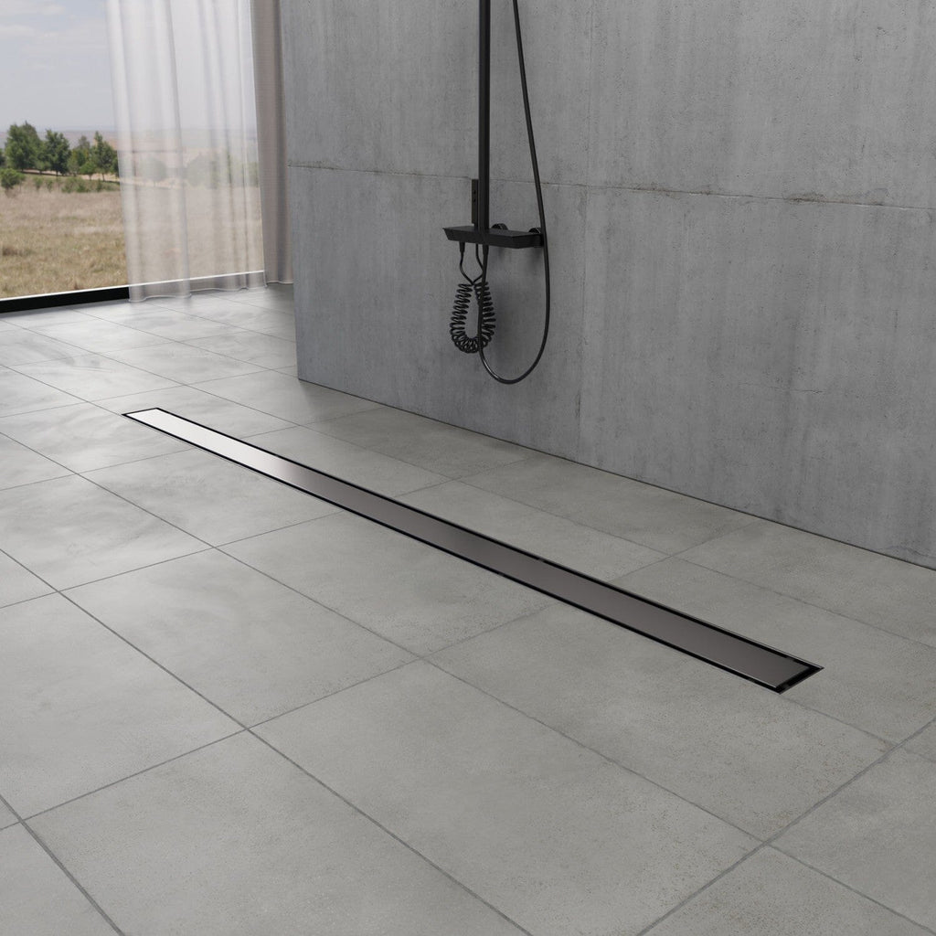 Watercourse 48-Inch Stainless Steel Linear Shower Drain with Reversible Tile Insert and Flat Grate