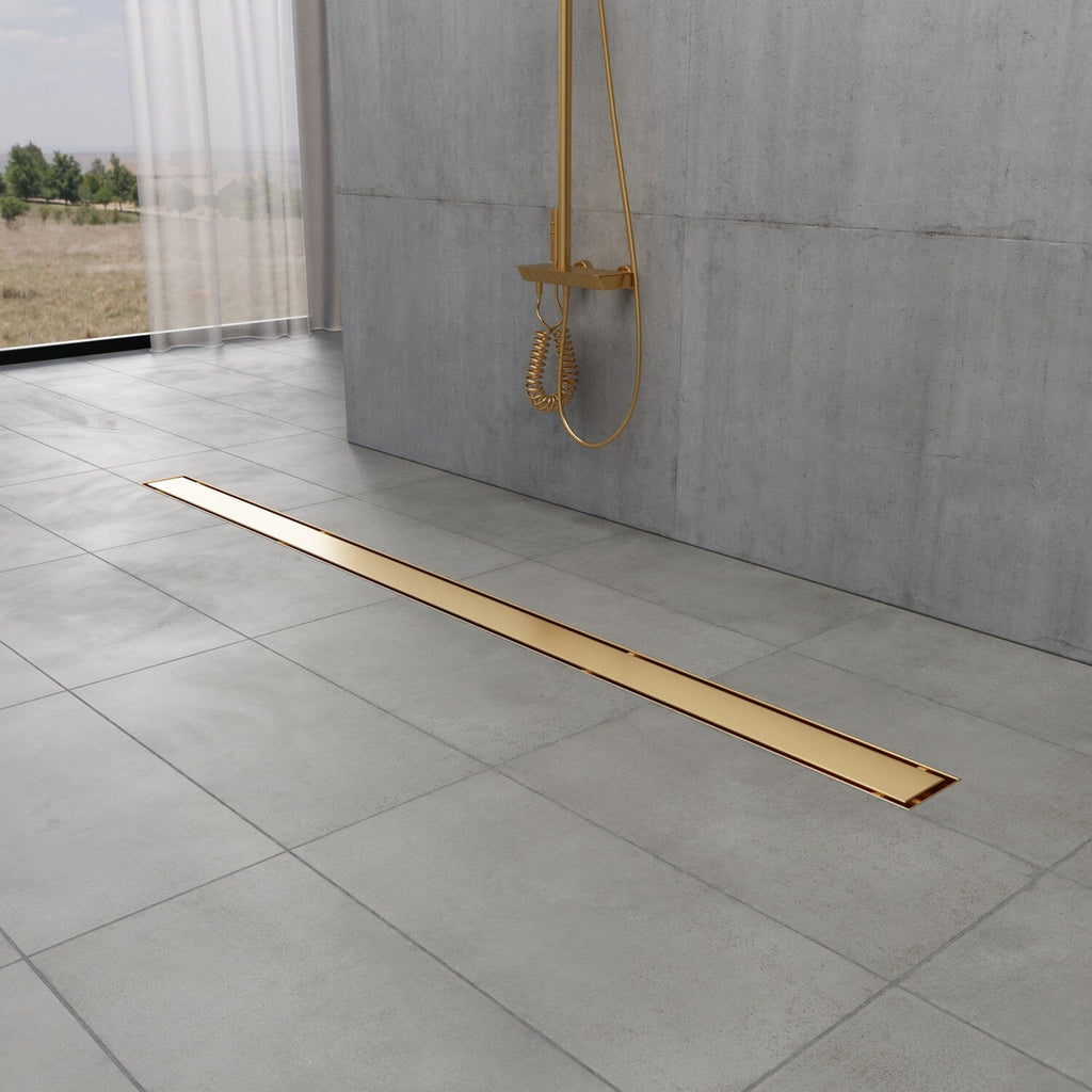 Watercourse 48-Inch Stainless Steel Linear Shower Drain with Reversible Tile Insert and Flat Grate