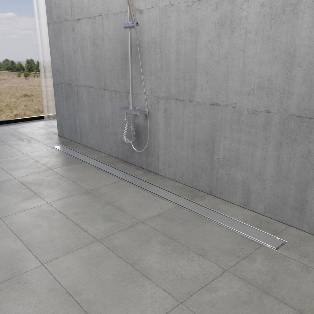 Watercourse 60-Inch Stainless Steel Linear Shower Drain with Reversible Tile Insert and Flat Grate