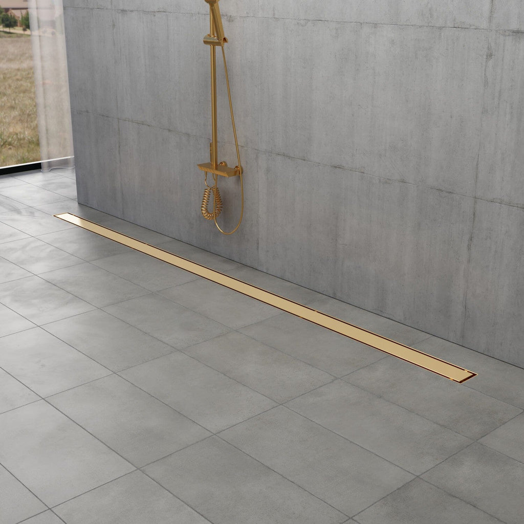 Watercourse 72-Inch Stainless Steel Linear Shower Drain with Reversible Tile Insert and Flat Grate