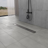 Watercourse 28-Inch Stainless Steel Linear Shower Drain with Reversible Tile Insert and Flat Grate, Drain with Base Flange and Hair Strainer