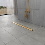 Watercourse 28-Inch Stainless Steel Linear Shower Drain with Reversible Tile Insert and Flat Grate, Drain with Base Flange and Hair Strainer