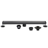 Watercourse 48-Inch Stainless Steel Linear Shower Drain with Reversible Tile Insert and Flat Grate, Drain with Base Flange and Hair Strainer