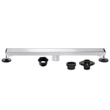 Watercourse 48-Inch Stainless Steel Linear Shower Drain with Reversible Tile Insert and Flat Grate, Drain with Base Flange and Hair Strainer