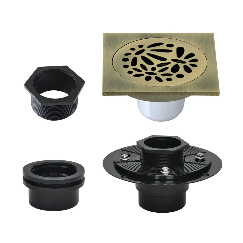 Watercourse 4-Inch Square Brass Shower Drain