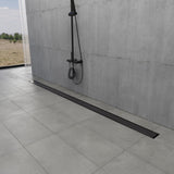 Watercourse 72-Inch Stainless Steel Linear Shower Drain with Reversible Tile Insert and Flat Grate, Drain with Base Flange and Hair Strainer