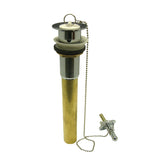 Vintage Brass Chain and Plug Bathroom Sink Drain with Overflow, 20 Gauge