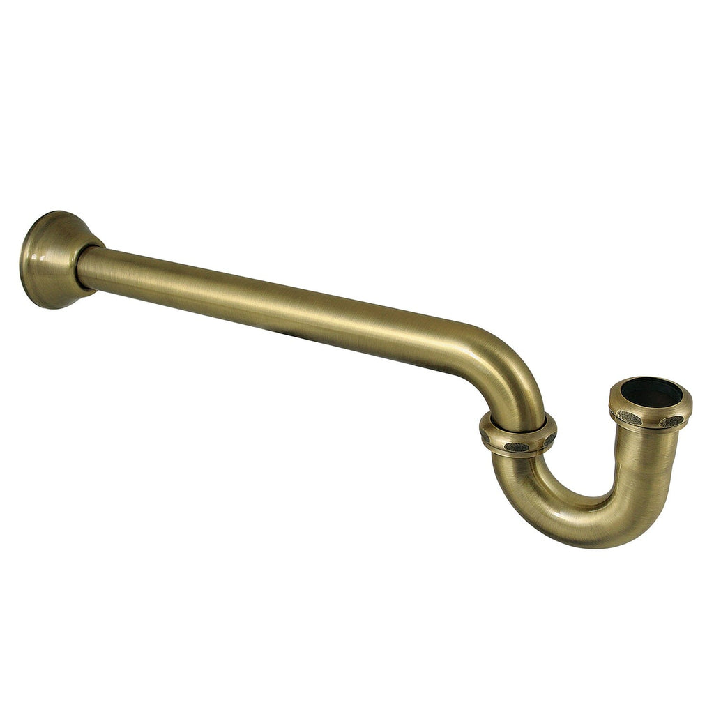 Vintage 1-1/4 (or 1-1/2) x 1-1/2 Inch Decor P-Trap with Bell Flange, 19 Inch Length, 18 Gauge