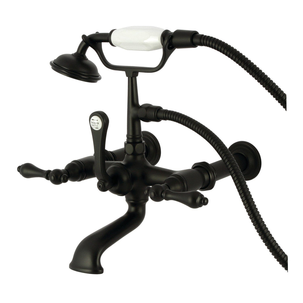 Vintage Three-Handle 2-Hole Tub Wall Mount Clawfoot Tub Faucet with Hand Shower