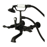 Vintage Three-Handle 2-Hole Tub Wall Mount Clawfoot Tub Faucet with Hand Shower