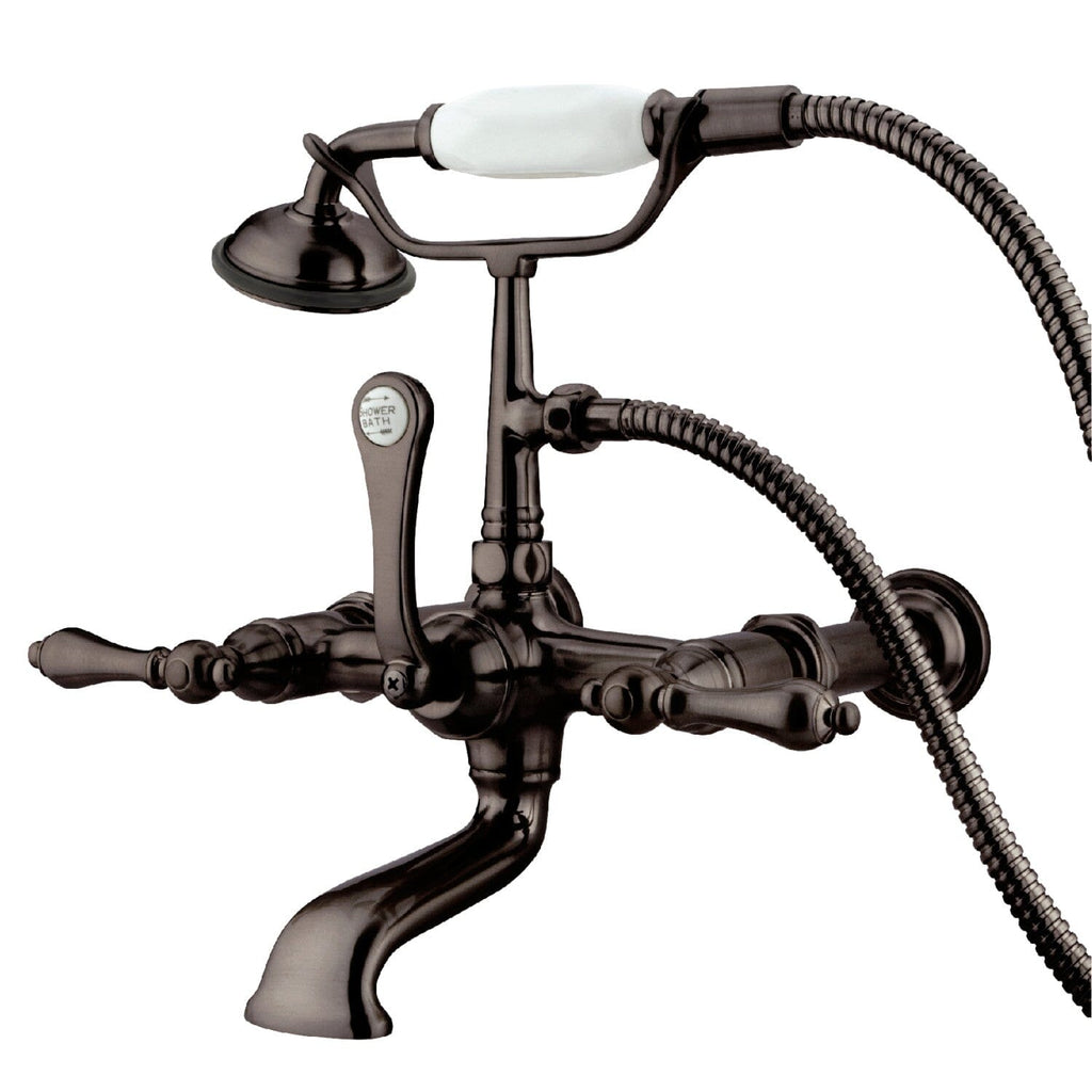 Vintage Three-Handle 2-Hole Tub Wall Mount Clawfoot Tub Faucet with Hand Shower