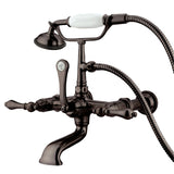 Vintage Three-Handle 2-Hole Tub Wall Mount Clawfoot Tub Faucet with Hand Shower