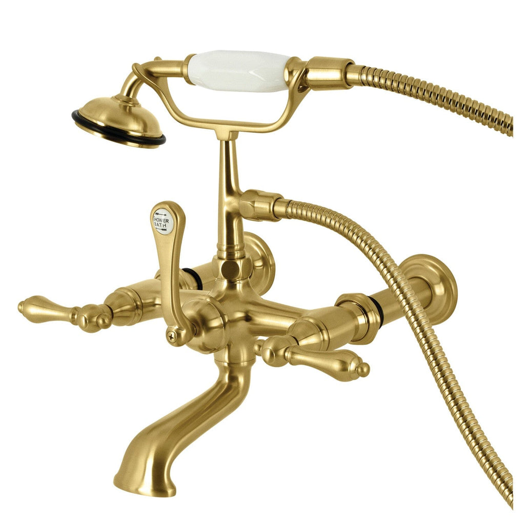 Vintage Three-Handle 2-Hole Tub Wall Mount Clawfoot Tub Faucet with Hand Shower