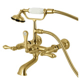 Vintage Three-Handle 2-Hole Tub Wall Mount Clawfoot Tub Faucet with Hand Shower