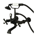 Vintage Three-Handle 2-Hole Tub Wall Mount Clawfoot Tub Faucet with Hand Shower