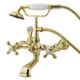 Vintage Three-Handle 2-Hole Tub Wall Mount Clawfoot Tub Faucet with Hand Shower