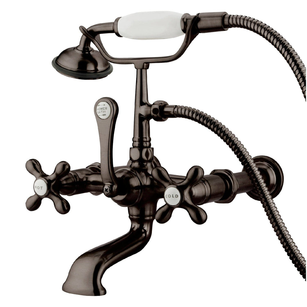 Vintage Three-Handle 2-Hole Tub Wall Mount Clawfoot Tub Faucet with Hand Shower