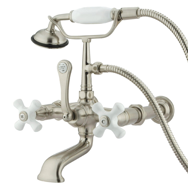 Vintage Three-Handle 2-Hole Tub Wall Mount Clawfoot Tub Faucet with Hand Shower