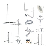 Vintage Three-Handle 2-Hole Deck Mount Clawfoot Tub Faucet Package with Shower Enclosure