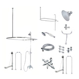 Vintage Three-Handle 2-Hole Tub Wall Mount Clawfoot Tub Faucet Package with Shower Enclosure