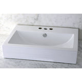 Century 23-5/8 Inch Ceramic Rectangular Semi-Recessed Vessel Sink (4 Inch Centers)