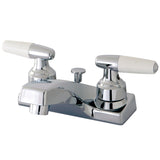 Americana Double-Handle 3-Hole Deck Mount 4-Inch Centerset Bathroom Faucet with ABS Pop-Up Drain