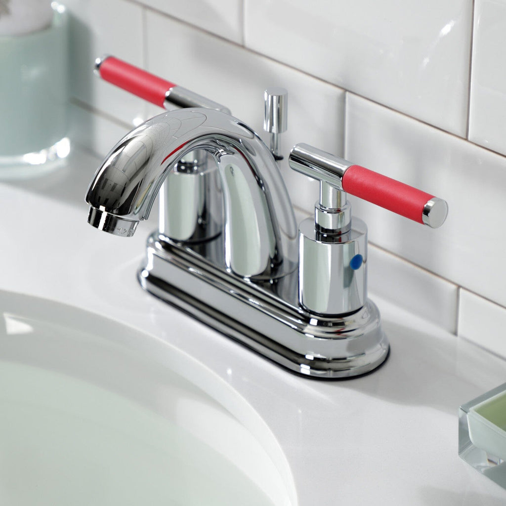 Kaiser Double-Handle 3-Hole Deck Mount 4-Inch Centerset Bathroom Faucet with Pop-Up Drain