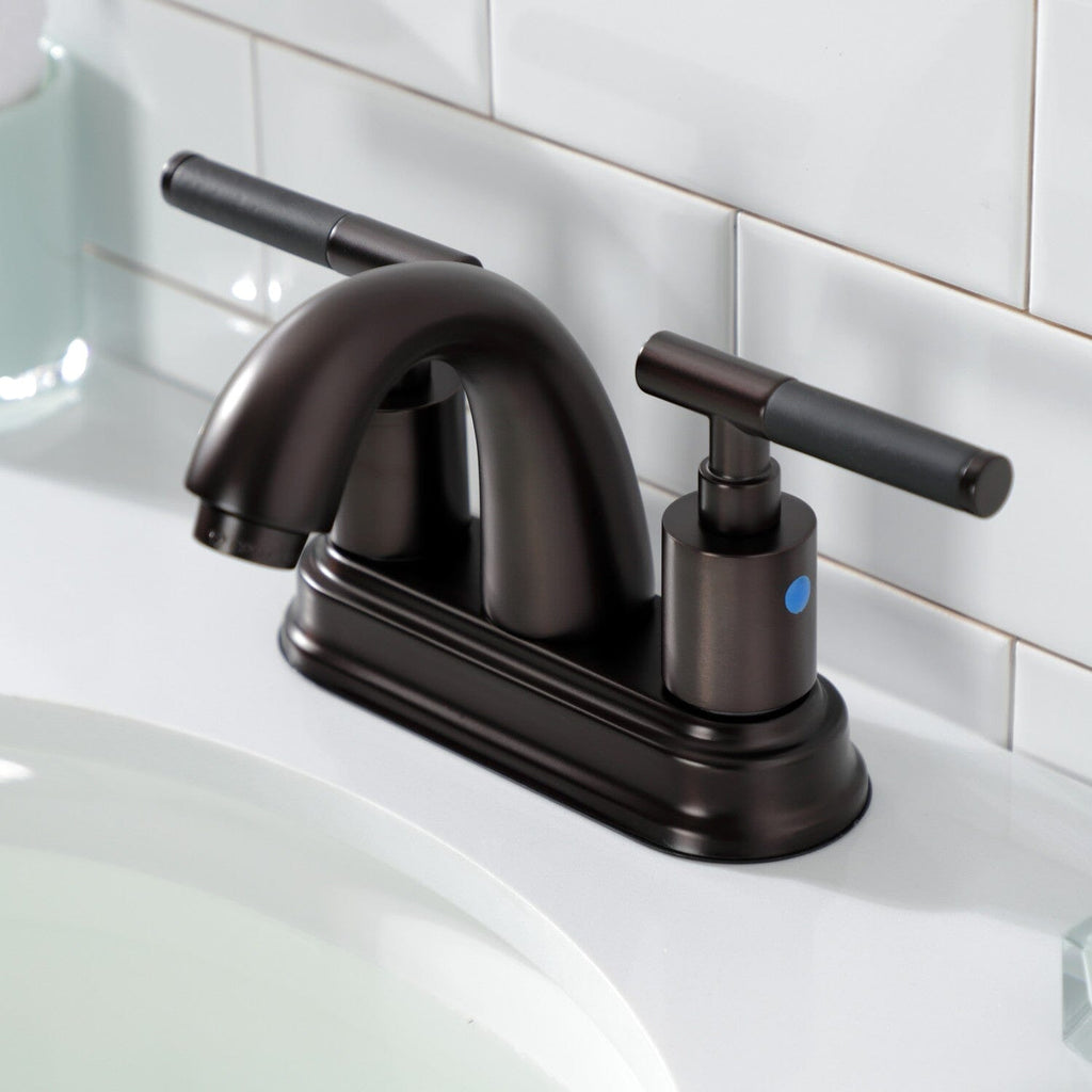 Kaiser Double-Handle 3-Hole Deck Mount 4-Inch Centerset Bathroom Faucet with Pop-Up Drain