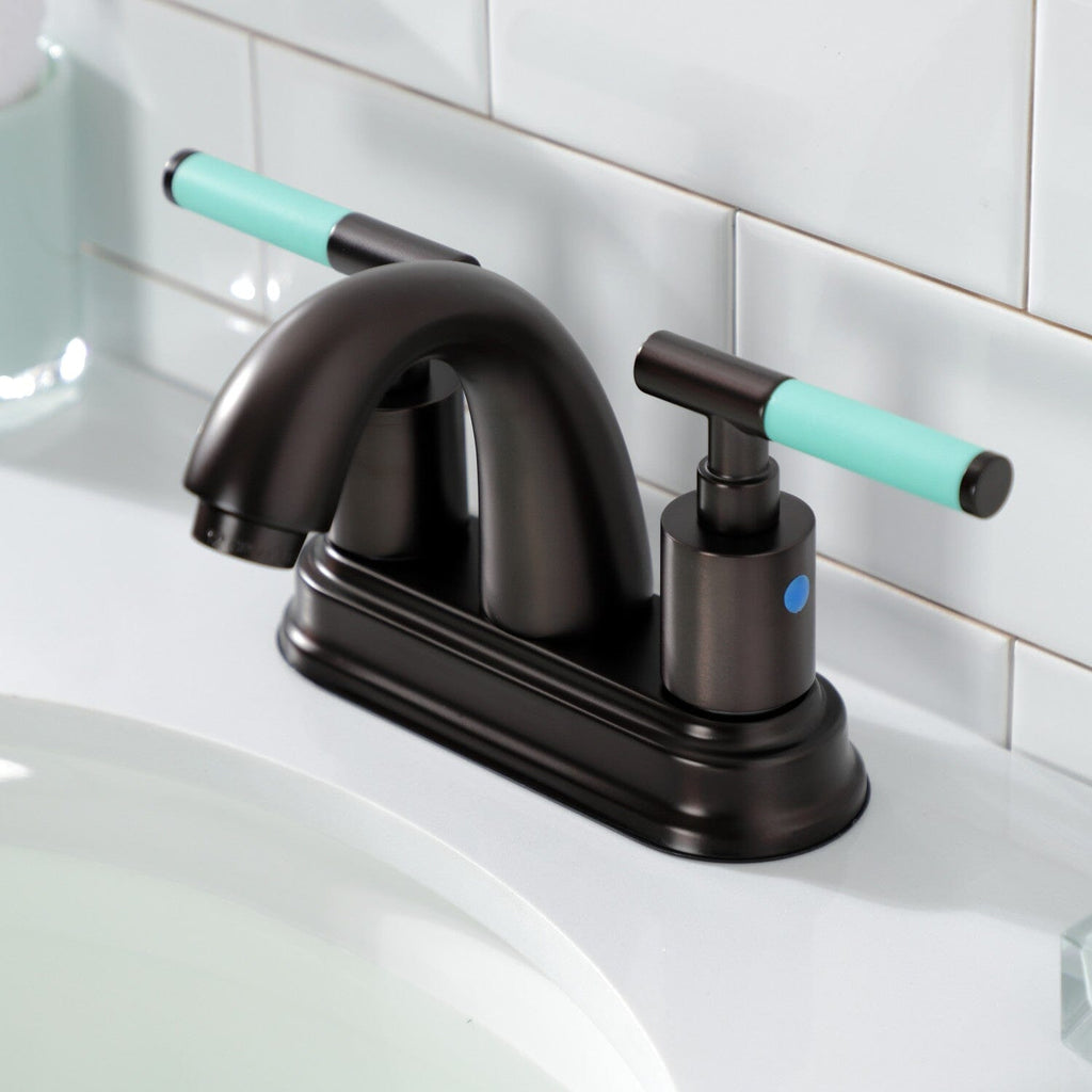 Kaiser Double-Handle 3-Hole Deck Mount 4-Inch Centerset Bathroom Faucet with Pop-Up Drain