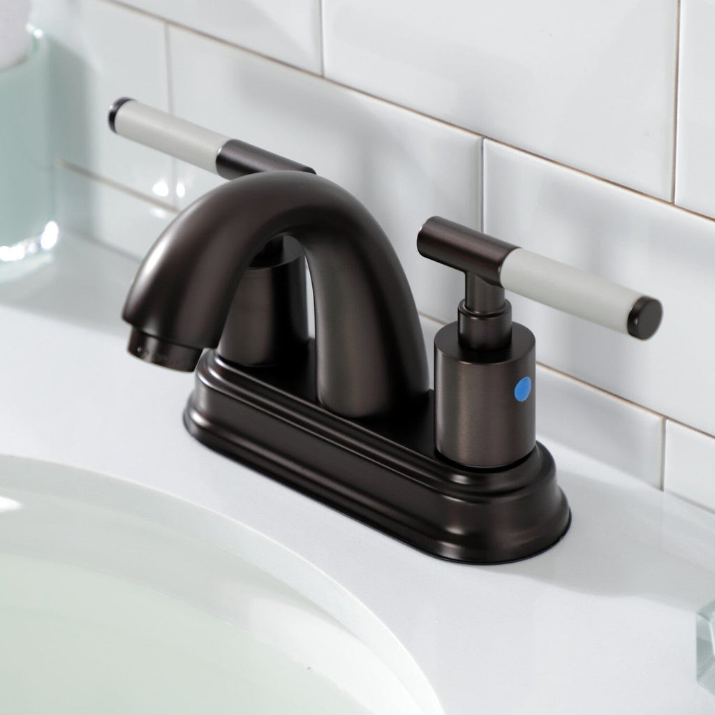 Kaiser Double-Handle 3-Hole Deck Mount 4-Inch Centerset Bathroom Faucet with Pop-Up Drain